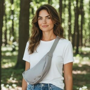 JULY 100% Cotton Canvas Everday Crescent Crossbody Bag - Natural